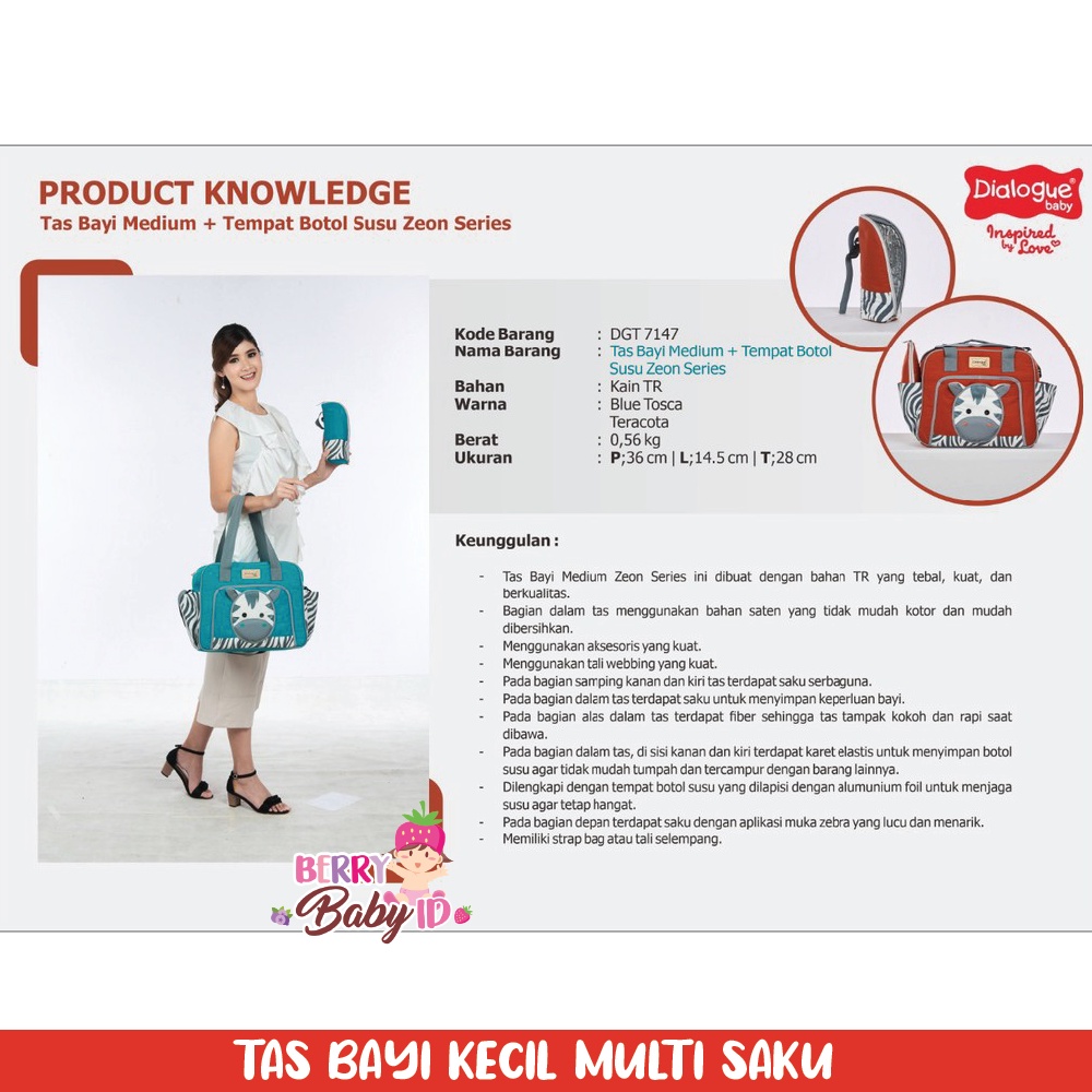 Dialogue Baby Diaper Bag Tas Bayi Medium Free Tempat Botol Susu Berry Mart