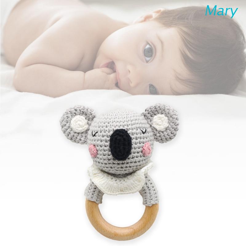 Mary Mainan Rattle Teether Bentuk Koala Bahan Kayu Beech Untuk Bayi