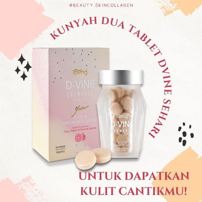 (COD) D Vine Candy Collagen 40 Tablet Asli Herbal D-Vine Asli Original
