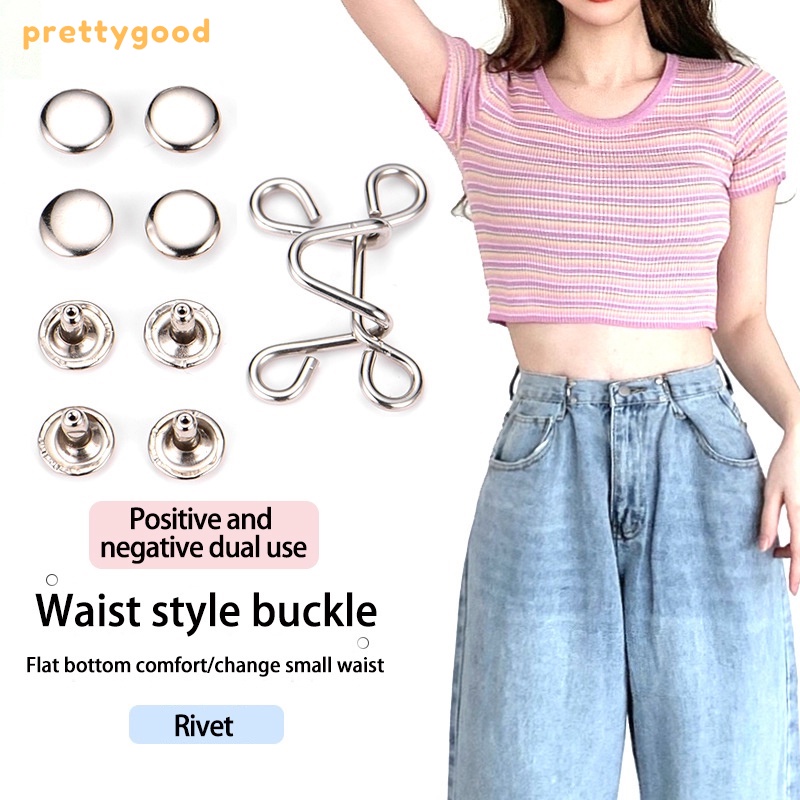 Korea Celana Kancing Jeans Yang Dapat Ditarik Aksesoris Pakaian Kancing Pinggang - PD