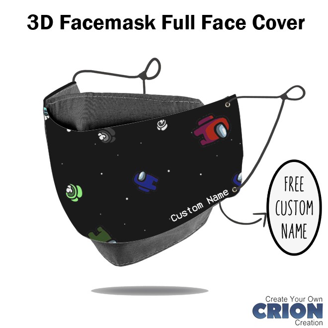 Crion - Masker 3d Anak Full Face Cover Among Us Series - Antibacterial