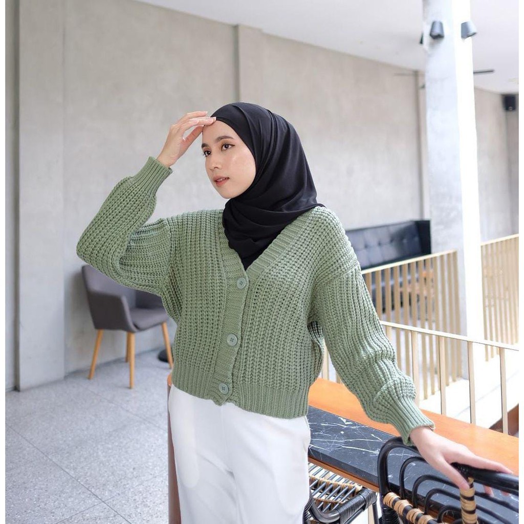 ARSY CARDY / CROP CARDY WANITA / Cardigan Crop / Cardy Rajut / Outer Wanita / Cardigan Rajut Wanita-MINT