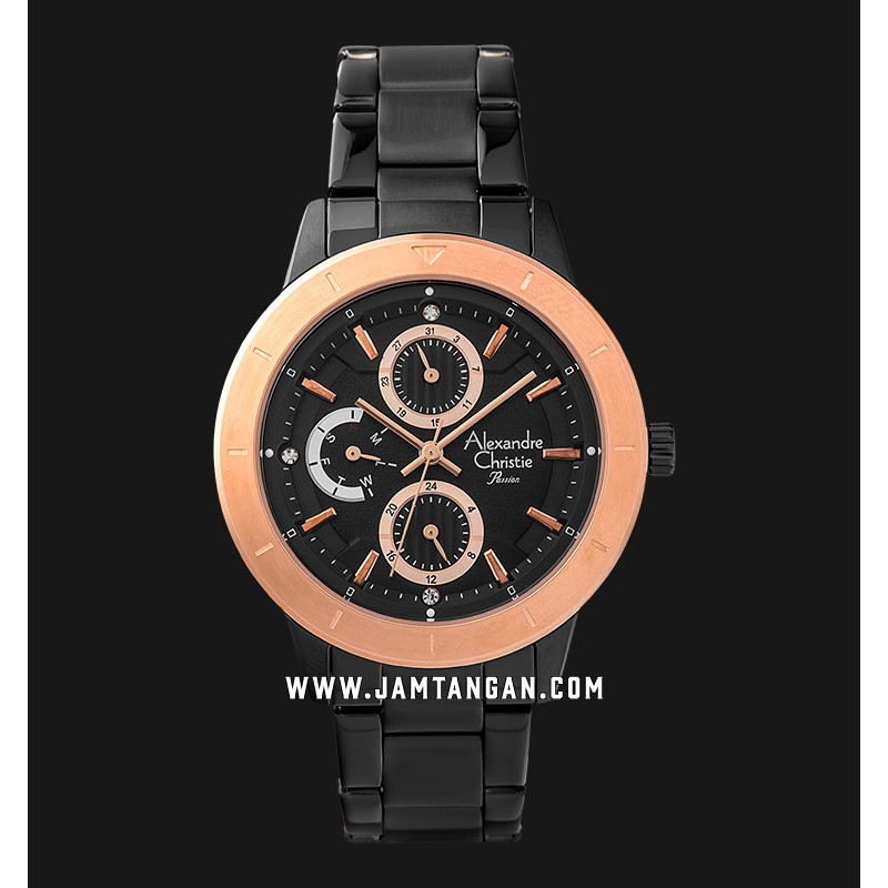 Alexandre Christie Passion AC 2823 BF BBRBA Ladies Black Dial Black Stainless Steel Strap