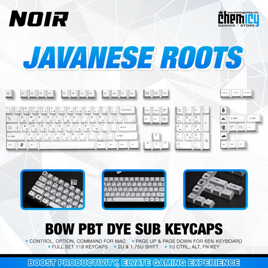 Noir Javanese Roots BOW Fullset PBT Dye Sub Keycaps Cheery Profile