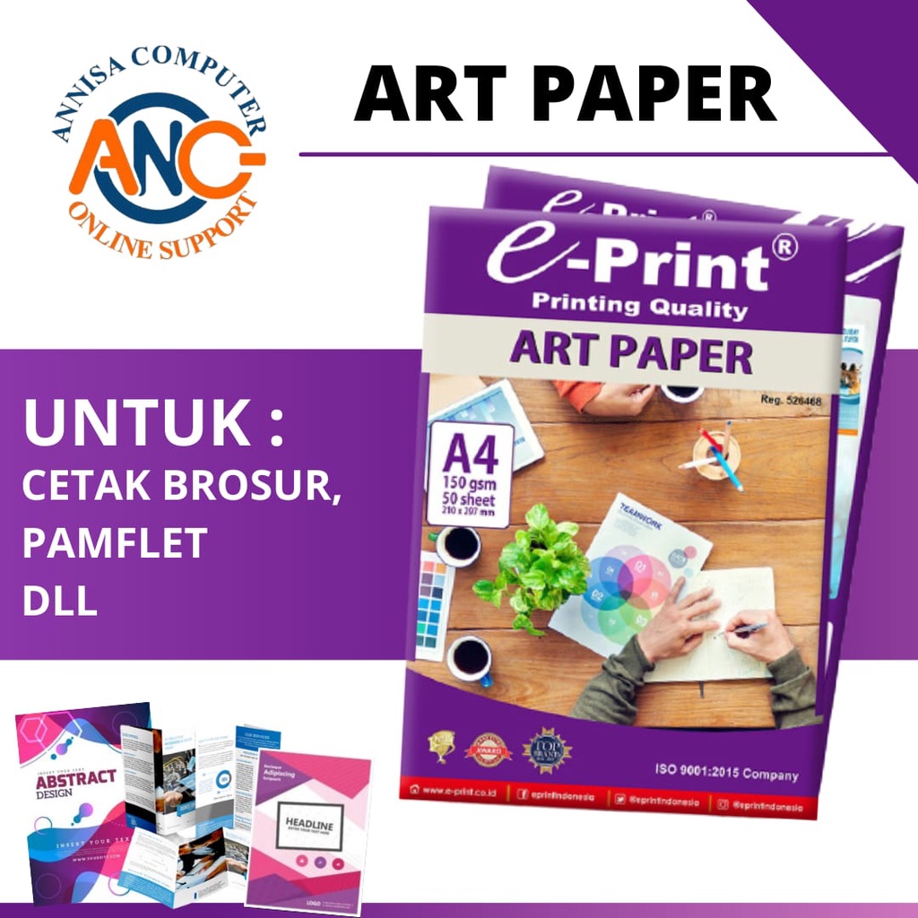 

KERTAS POTO ART PAPER E- PRINT A4 150 GSM / Cetak Brosur / Pamflet