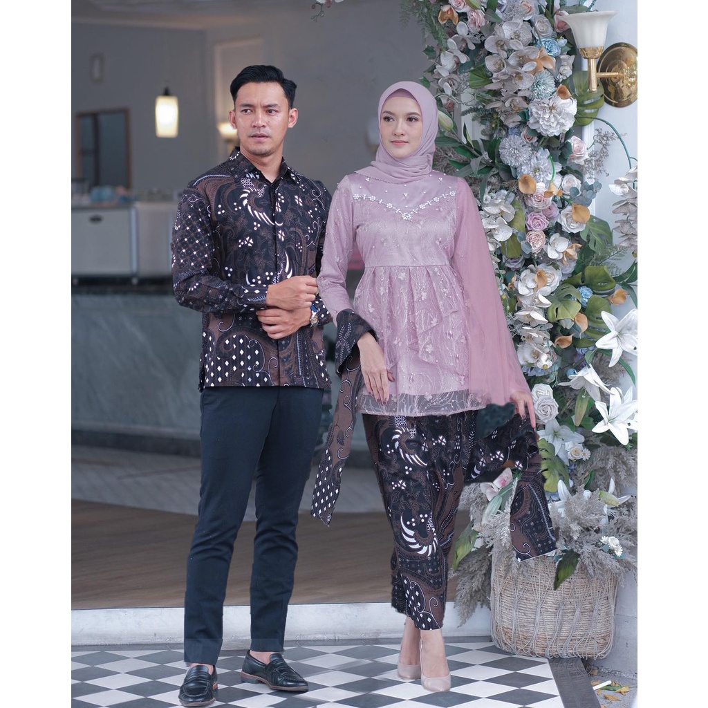 ADA ANAK !!! New Collection - SHOPASHOP SOLO Batik Kebaya Couple Ranita Payet Tulle Mutiara Kombinasi Tutu Jaring - Baju Tunangan 2022 - Kebaya Wisuda - bridesmaid