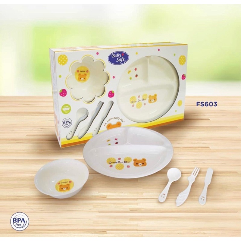 Baby Safe Feeding Set isi 5 Pcs - Perlengkapan makan bayi FS603