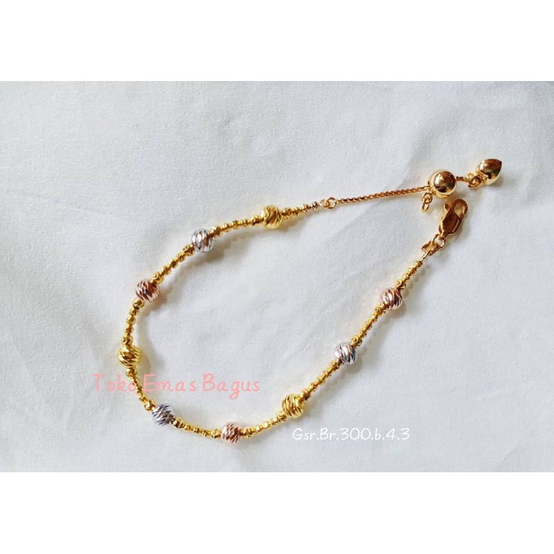 Gelang emas asli serut model bola cantik HWT kadar 300 6k