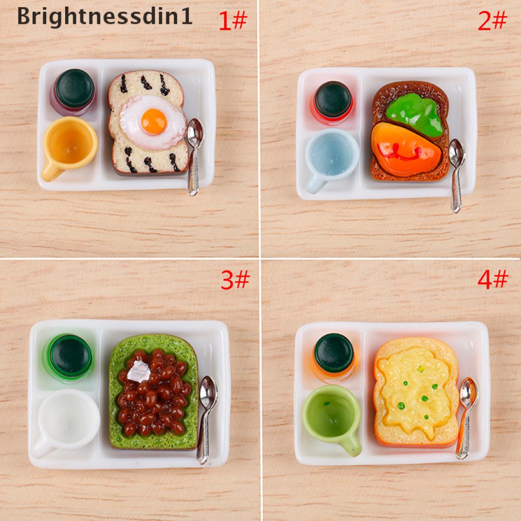 (Brightnessdin1) Miniatur Piring Selai / Roti / Sendok / Gelas Untuk Aksesoris Dapur Rumah Boneka