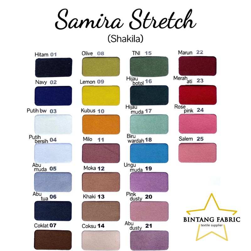 Bahan Kain Samira Stretch Shakila 0.5 meter Shopee Indonesia