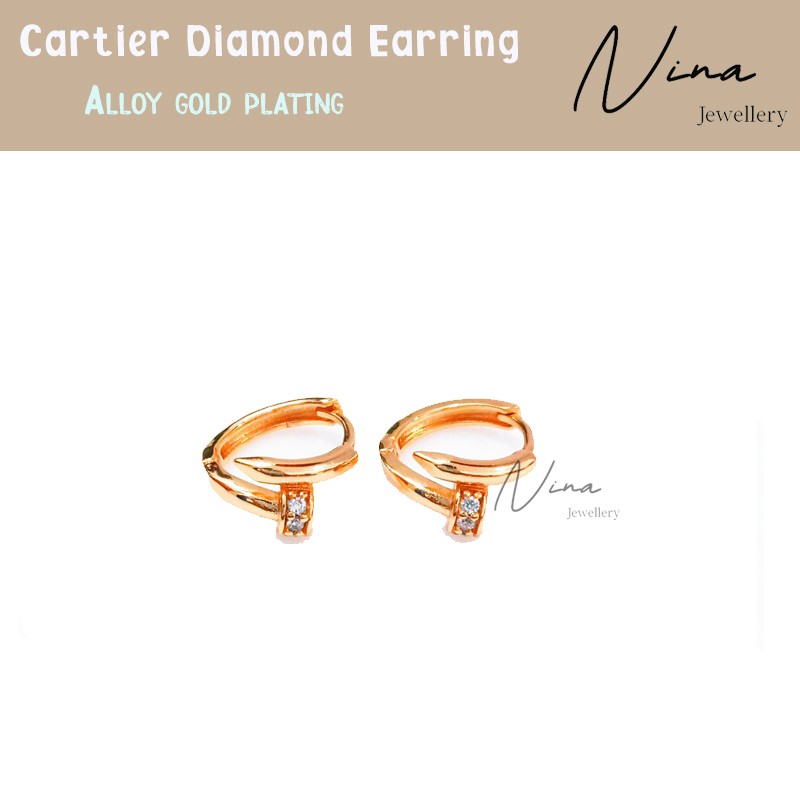 Anting Cartier Paku Lapis Emas - C*rtier Earring 587