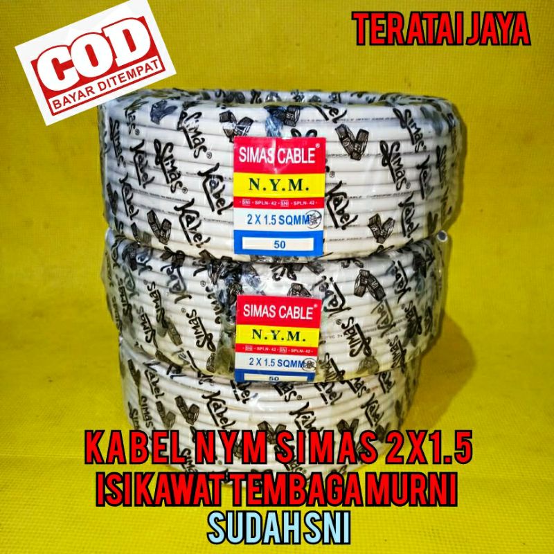 KABEL Listrik TEMBAGA NYM 2x1,5 /asli tembaga Murni SNI 50yard