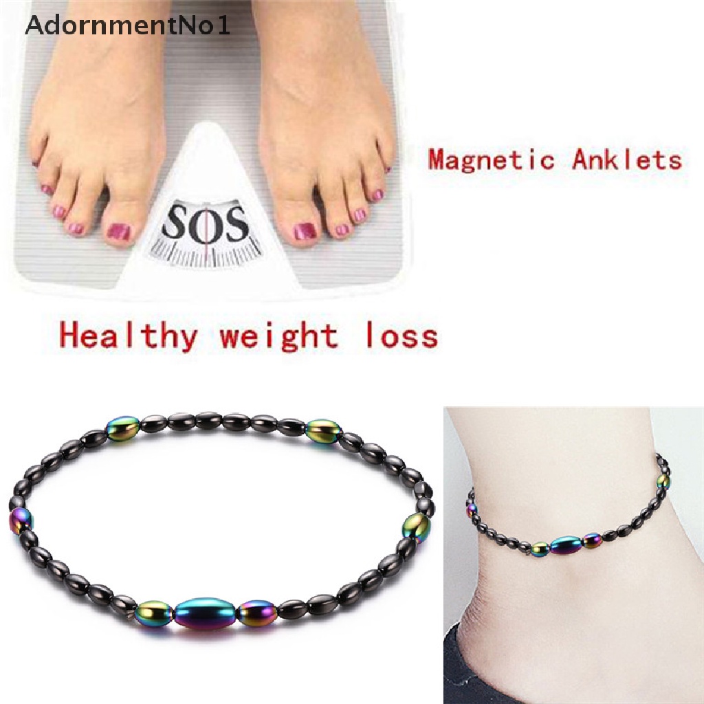 (AdornmentNo1) Gelang Kaki Magnetik Manik-Manik Batu Hitam Untuk Terapi Kesehatan / Menurunkan Berat Badan