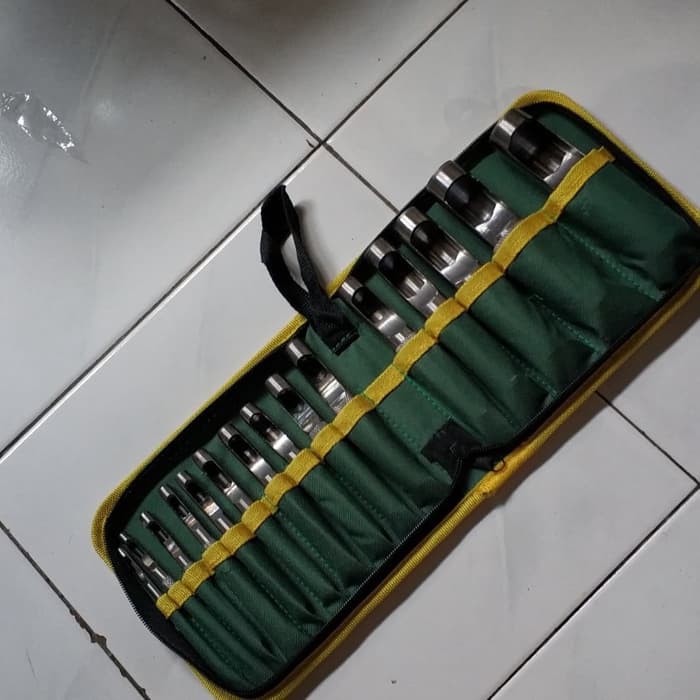 plong pelubang kulit set 15 pcs   hollow punch pin set 15 pcs