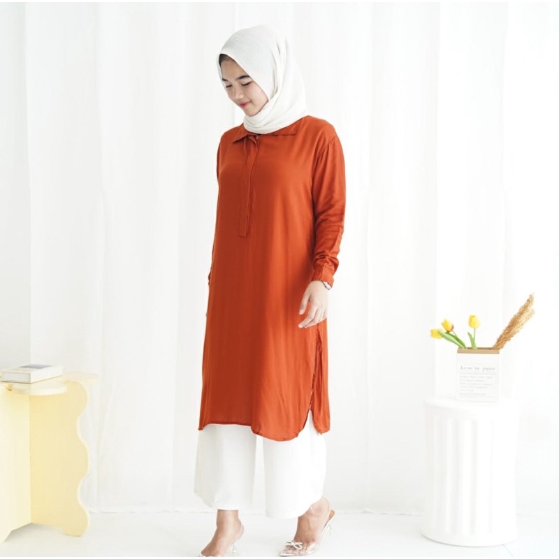 BEFAST - ZEC OOTD Pakaian Tunik ARNIE / Bitya Tunic / Atasan Lengan Panjang Wanita / Tunik Polos Formal / Fashion Wanita Muslimah / Terlaris / Tunik Kekiniaan Remaja / Tunik Best Seller