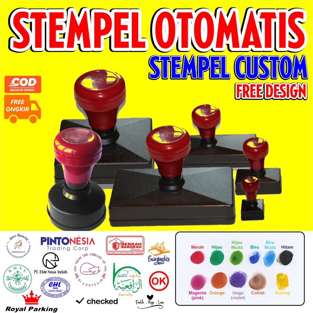 Stempel Custom Free Design Berbagai ukuran | stempel Toko | Cap Tanda tangan | cap Dokter