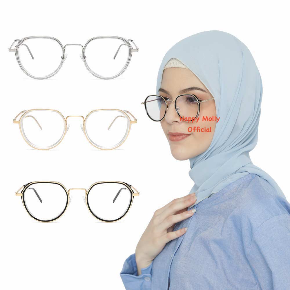 Kacamata Blue Ray [ Gold ] Fashion Pria &amp; Wanita - Design Korea - HM634