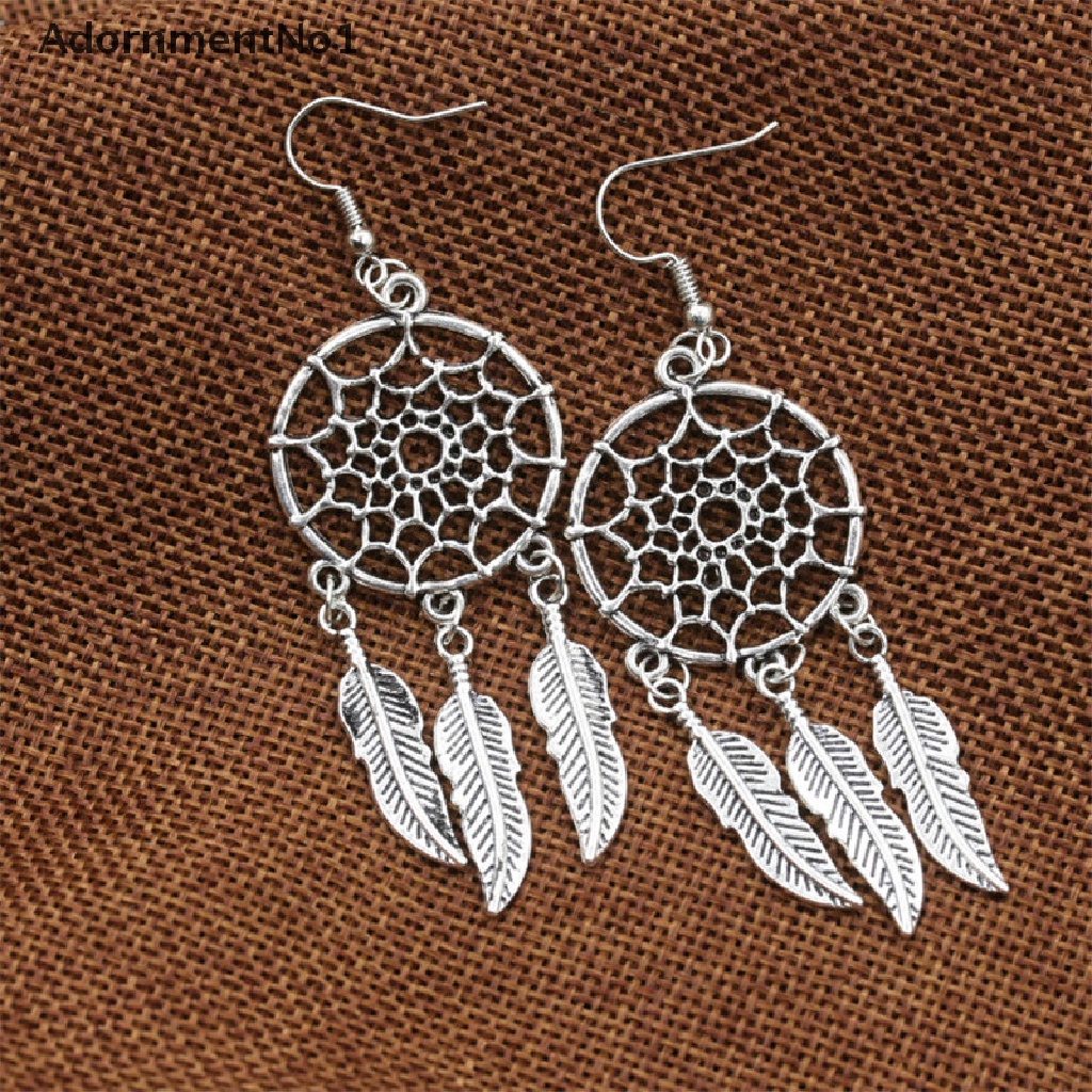 (AdornmentNo1) Anting Gantung Dream Catcher Lapis Silver Gaya Vintage Untuk Wanita