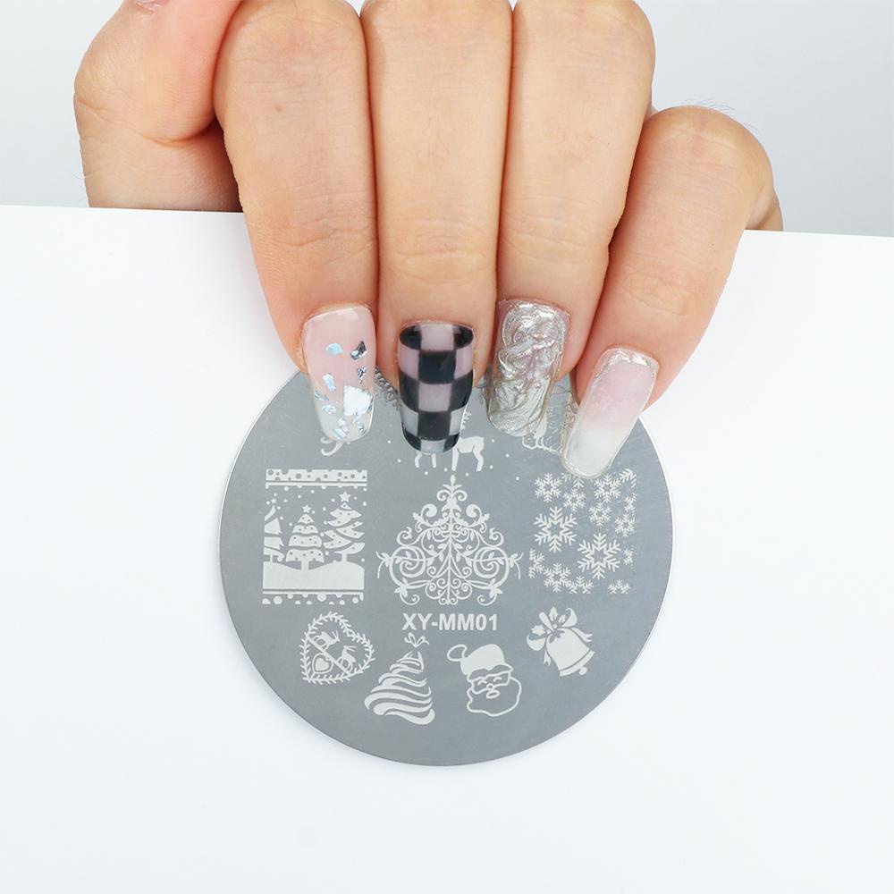 R-flower Nail Stamping Plate Cetakan Stensil Santa Claus Natal Musim Dingin