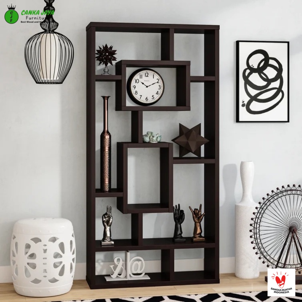 CANKA Vaccaro - Lemari Rak Buku Susun Anak Model Geometris Minimalis Kayu Solid