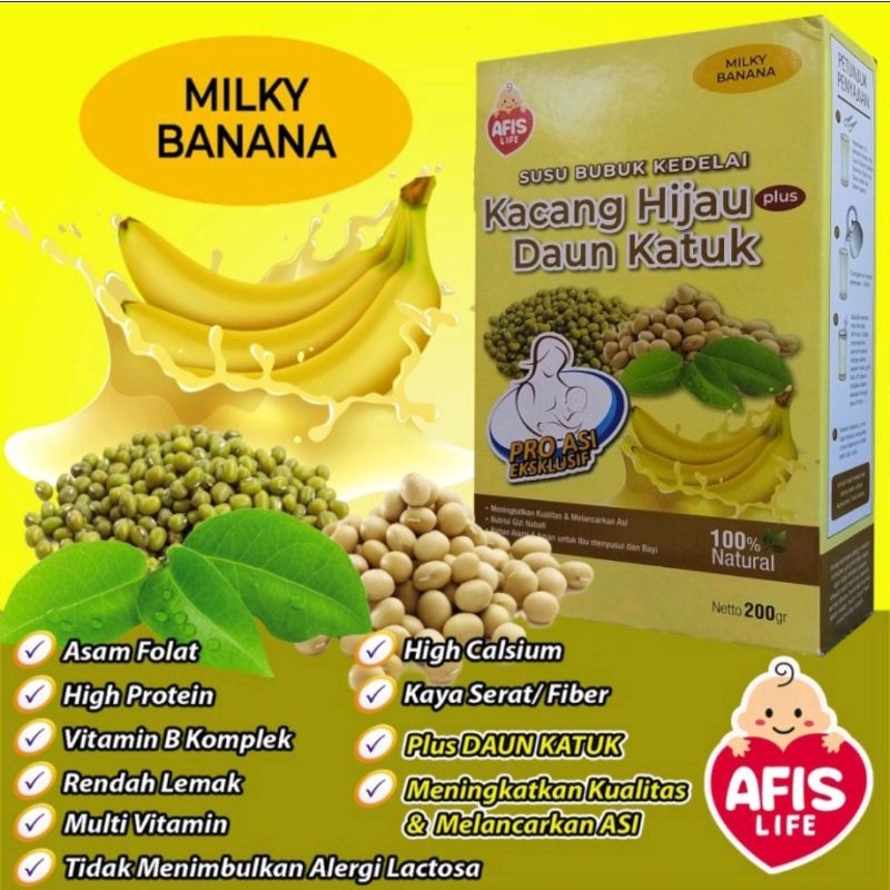 Afis susu kedelai pisang 200 gr/ Pelancar ASI