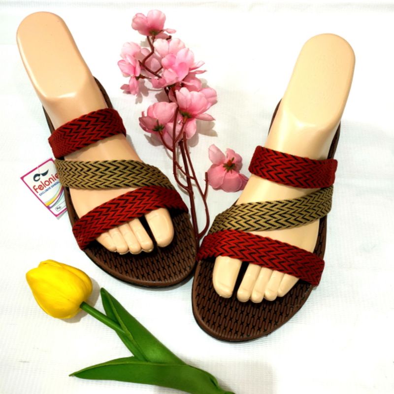 sandal wanita murah ban 3 kombinasi Felonie WD 02 turki rajut terbaru