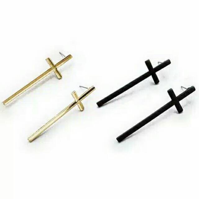 anting salib black and gold