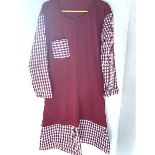 Tunik Kotak Merah Hati