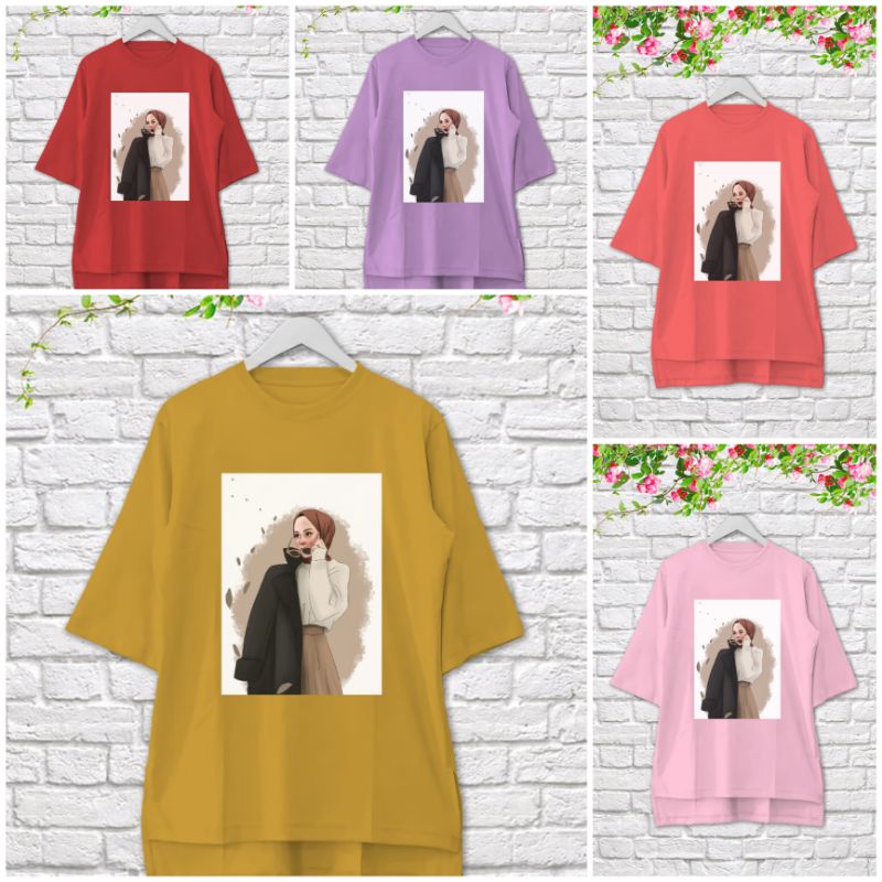 ATASAN KAOS WANITA OVERSIZE KARAKTER HIJAB