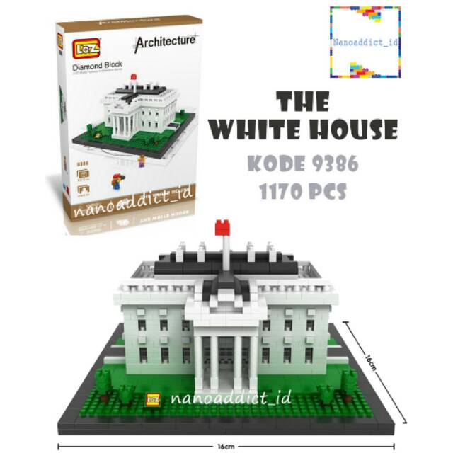 Loz Arsitektur The White House 9386 / Lego Architecture Gedung Putih / nanoblock Bricks Nano Blocks