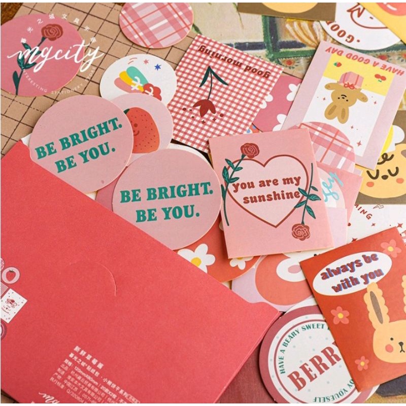 

1PCS Sticker cute bear aesthetic red pink
