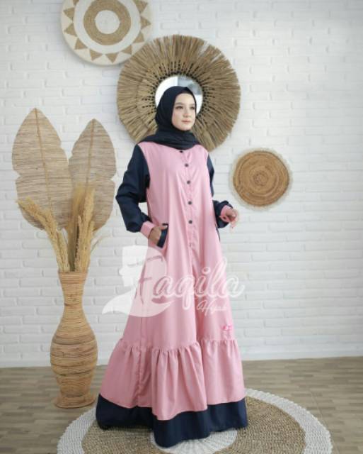 GAMIS FAQILA HIJAB BRANDED MOTIF BRANDED PREMIUM / GAMIS WANITA BRANDED PREMIUM