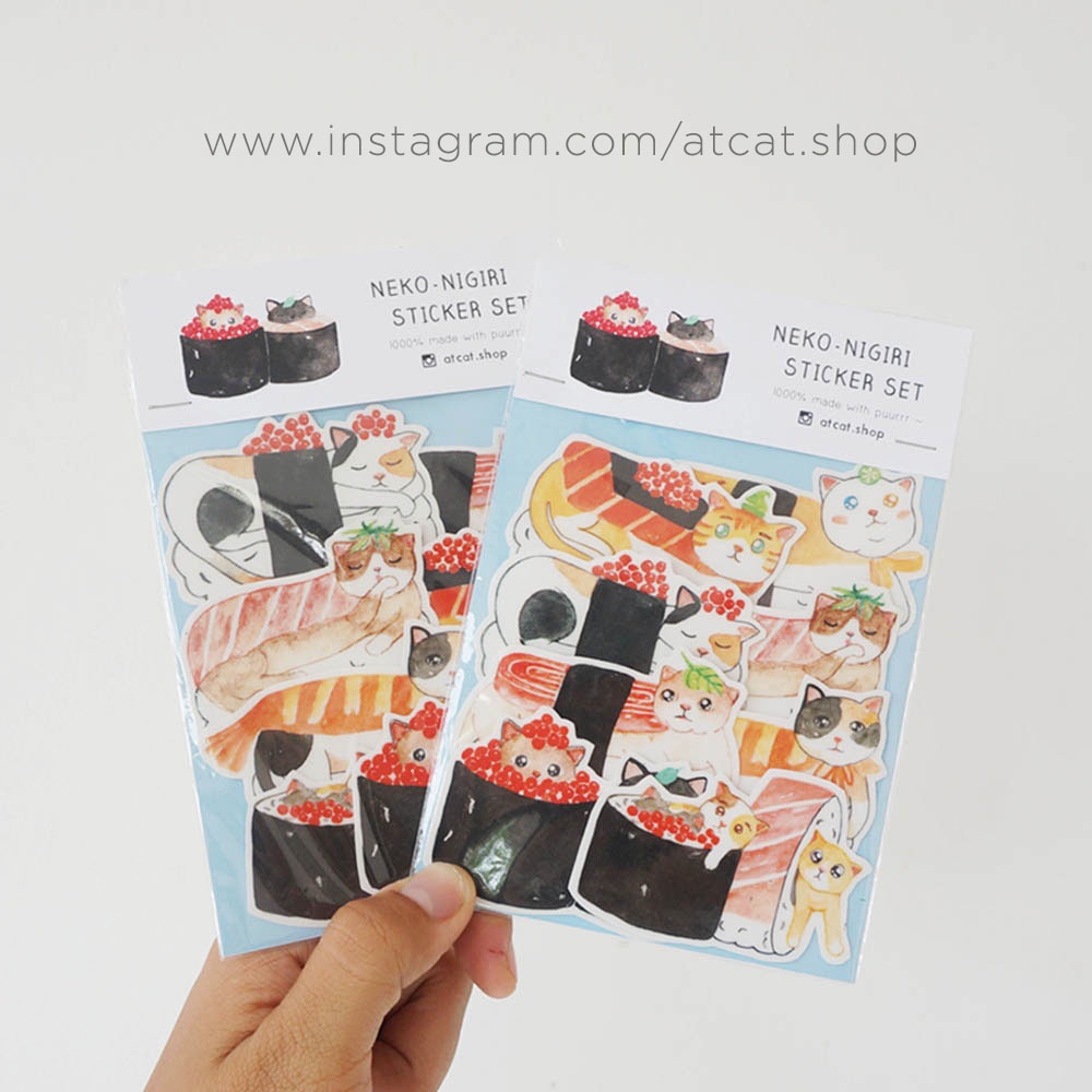 

Sticker Set Lucu CAT LOVERS - SUSHI CAT Aesthetic CUTE STATIONARY