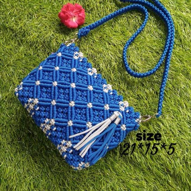 Tas rajut tali kur sling bag