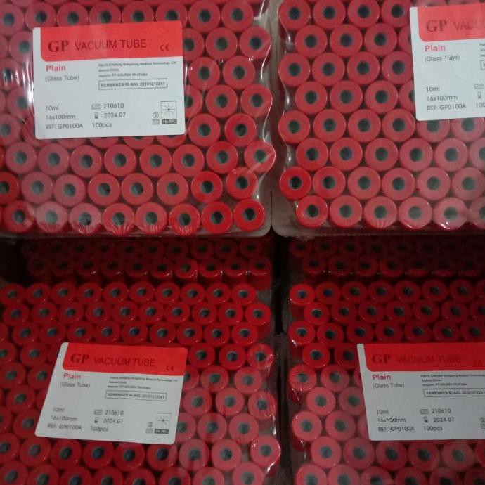 Tabung Plain 10ml Plain Merk GP | Vacutainer 10 ml Glass Tube
