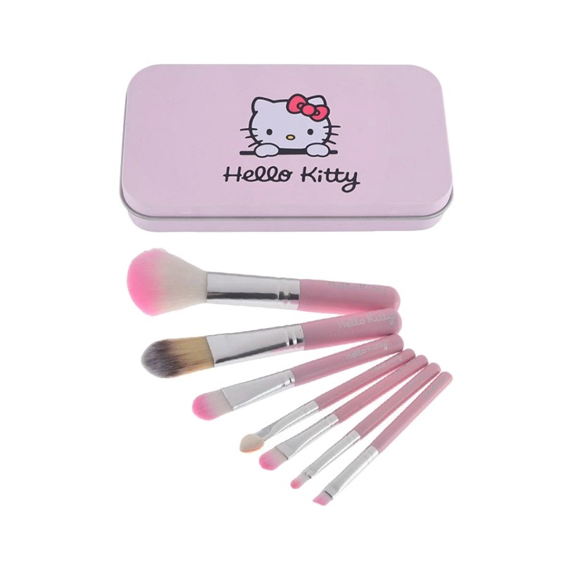 KUAS Make Up HELLO KITTY BRUSH SET 7 IN 1/ HELLO KITTY KALENG 7 PCS