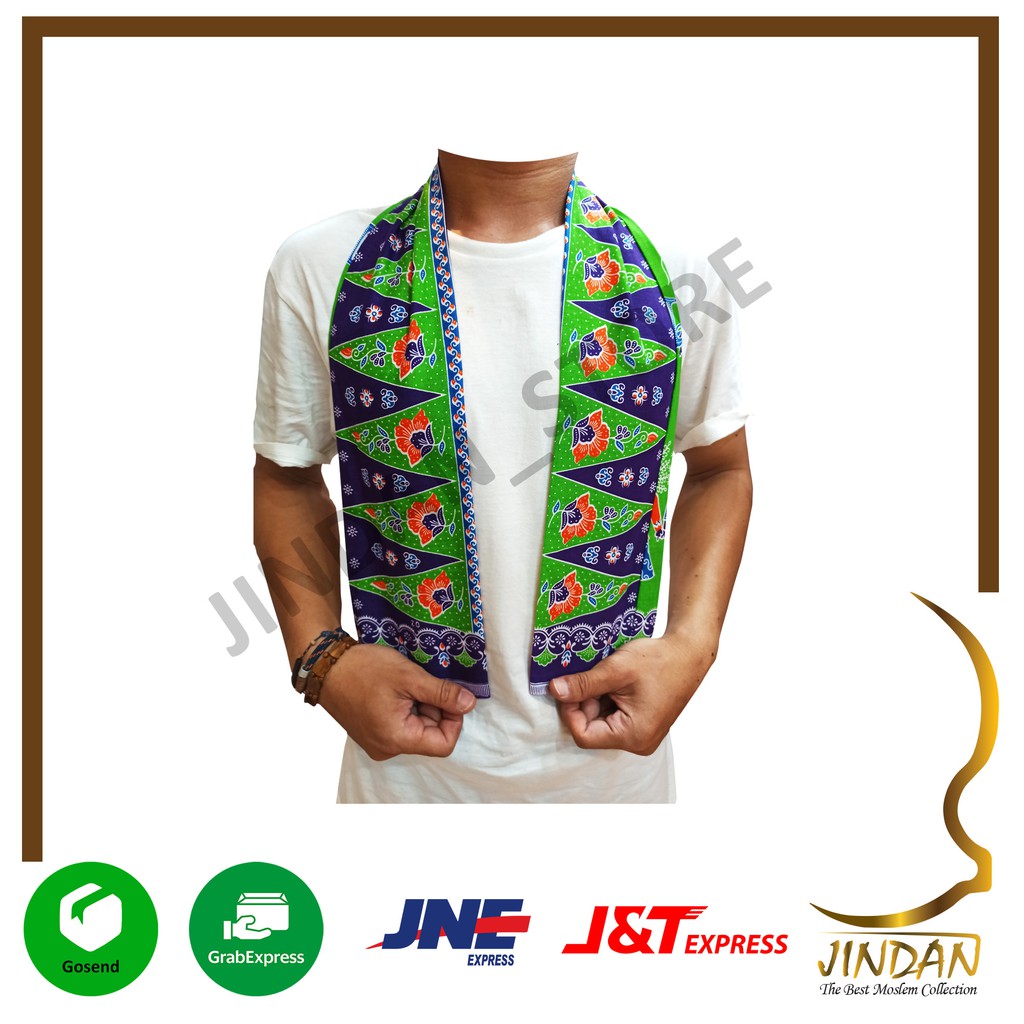 Selendang Betawi Syal Batik Cukin Ondel-Ondel Betawi-Hijau - 01