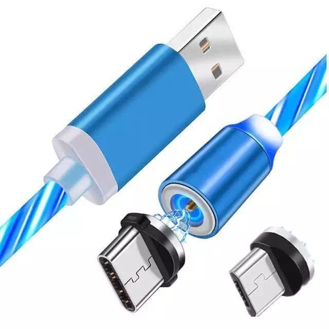 Promo!!!Kabel Charger Magnet Full LED Cable Fast Charging Jack 3 in 1 Untuk Micro USB / Type-C / iPhone Berkualitas Terbaik