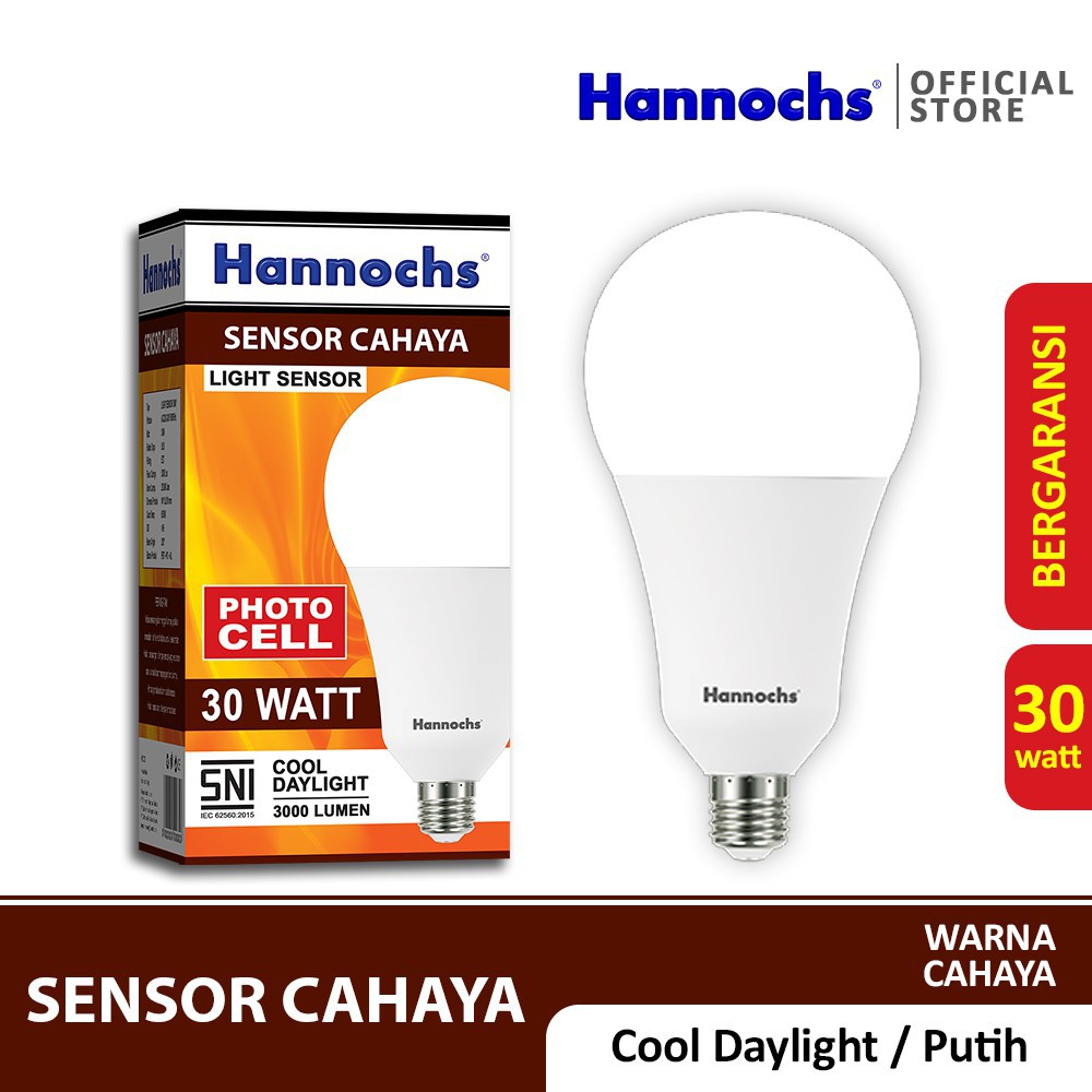 Hannochs - Bola Lampu LED Sensor Cahaya - 30 watt - Cahaya Putih