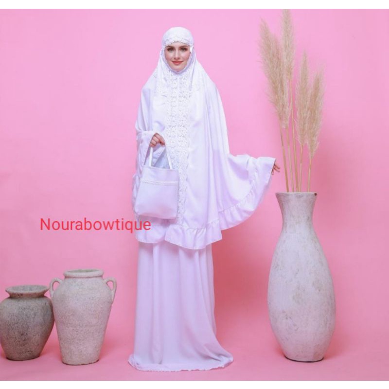 MK06 White Mukena bayi mukena anak mukena dewasa mukena premium mukena prada
