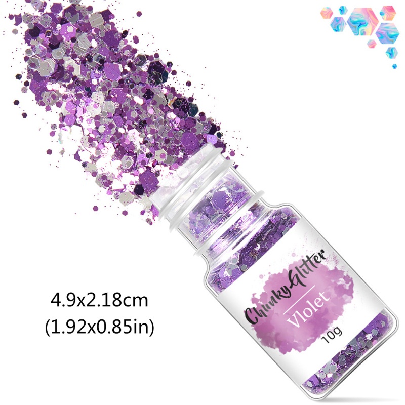 Siy 12 / 18 / 24 Warna Payet Glitter Holografik Campuran Untuk Dekorasi Wajah / Tubuh / Nail Art Diy