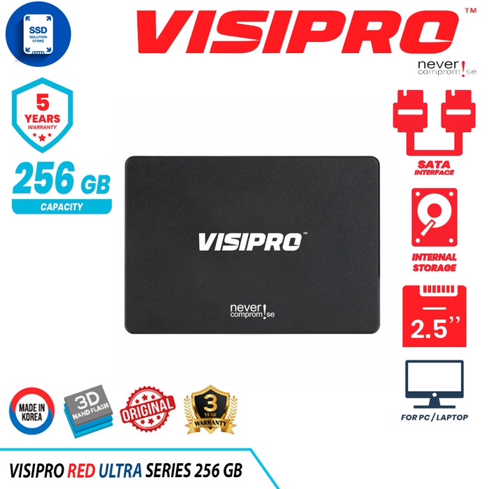 Visipro Red SSD 256GB - Ultra Series - Made In Korea - Garansi 5 Tahun