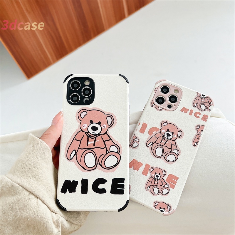 Casing Samsung A32 A52 A72 A12 A20S A02S A50 A10S J7 Prime A51 A10 A125 A30 A50S A30S A20 M40S M10 M10S A205 M02S A025 F02S A305 M12 F12 A15 A15S A54 A7 A5S A12 A9 A5 A53 A33 2020 Cartoon Case Nice Beruang Lamb Skin Leather Protection Soft Case