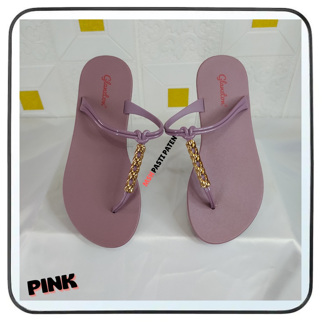 sandal flat sandal jepit sandal jelly wanita impor glanzton original