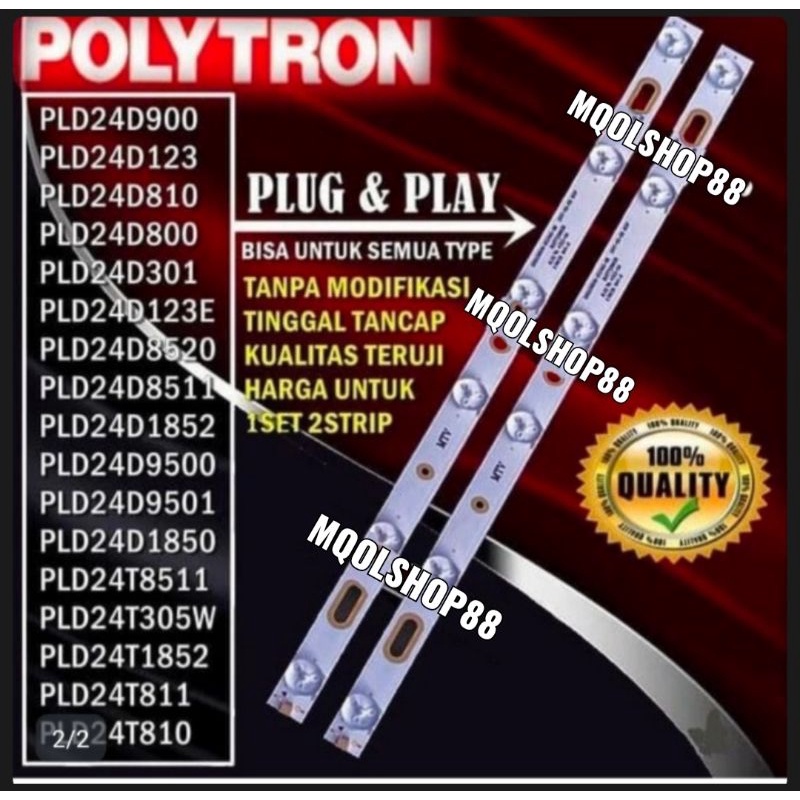 BACKLIGHT TV LED POLYTRON 24INC 6K 3V LAMPU BL PLD 6 KANCING 3 VOLT
