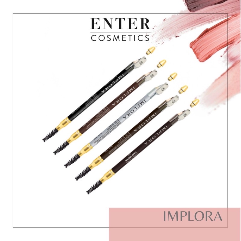 Bisa COD - Implora Eyebrow Pencil 2in1 - Implora Pensil Alis 2in1 (ada sikat dan Pengkorok pensil)