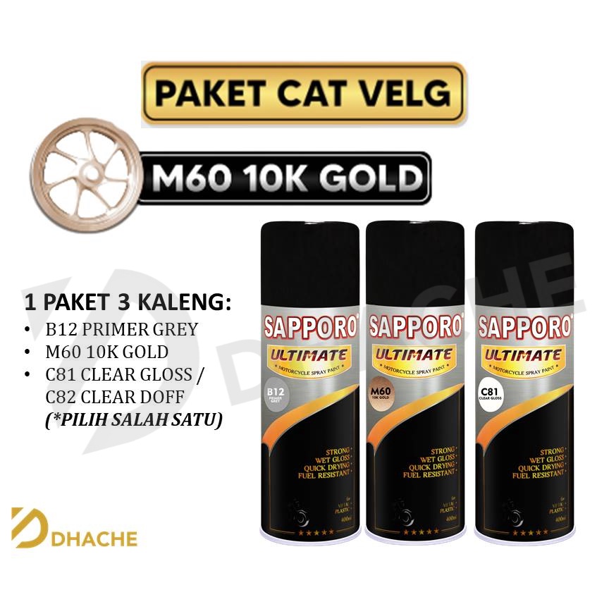 Paket Cat Velg M60 10K Gold Sapporo Ultimate / Sapporo Spray