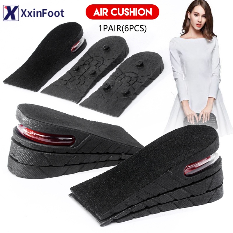 6 cm Tinggi Meningkatkan setengah Sol 3-lapisan Air Cushion Heel Insert Lift Sepatu Insole untuk Pria dan Wanita