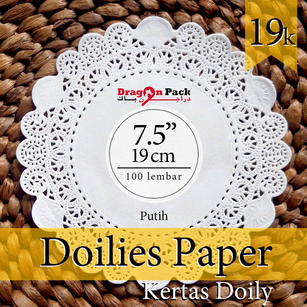 Doily Paper Kertas Doilies 7.5&quot; ( 19cm ) 1 pack isi 100 lembar Kertas Alas Renda / DragonPack