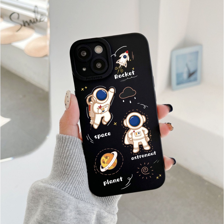 Case Infinix Smart 4 5 6 Hot 8 9 9 Play 10 11 11s Nfc 10s 12 12i Play Pro Camera Motif pro Kamera Rocket Astronaut  CSTM